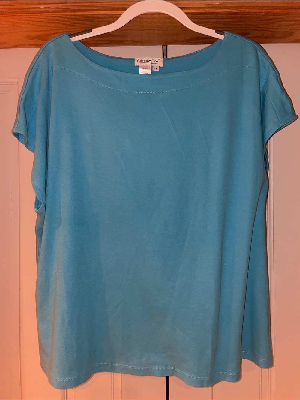 Coldwater Creek Teal Short-Sleeve Scoop Neck Top Size 2X